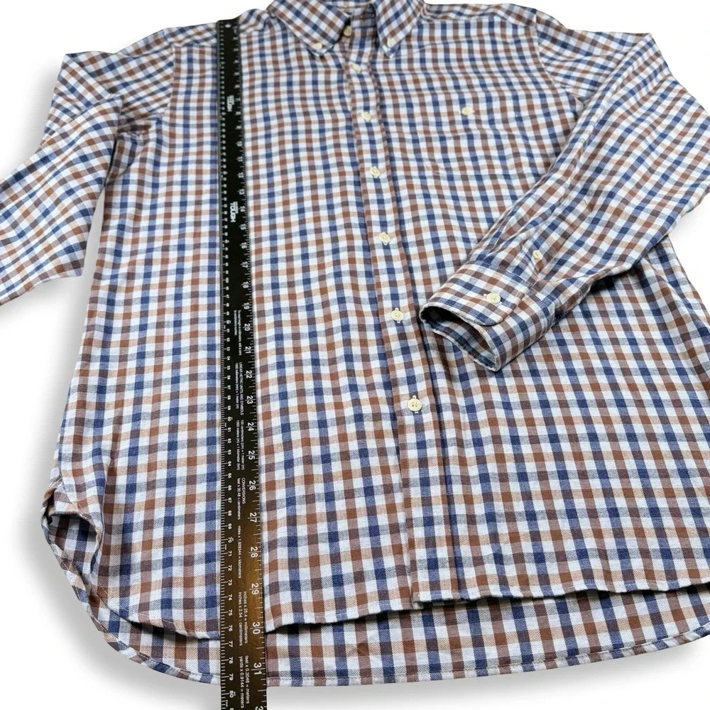 Onward Reserve Reserve Label‎ Blue Brown Gingham Cotton Button Down Shirt Mens L